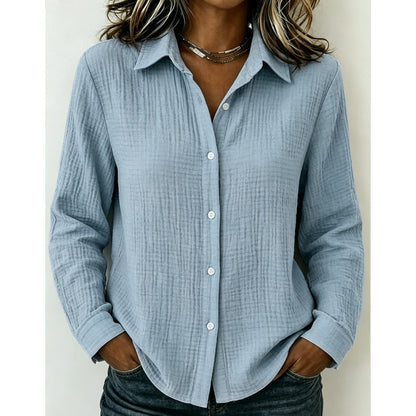 ✨ Crinkle Texture, Polished Everyday Style | Women's Button-Down Shirt