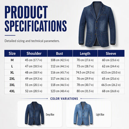 👔 Denim Meets Tailoring | Men’s Slim-Fit Structured Denim Blazer