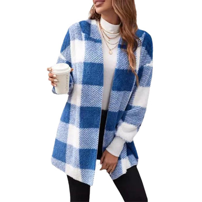 ✨ Cozy Plaid Character | Women’s Oversized Plaid Hooded Plush Cardigan