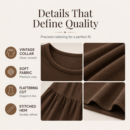 ✨ Vintage Texture | Women’s Long-Sleeve Corduroy Dress