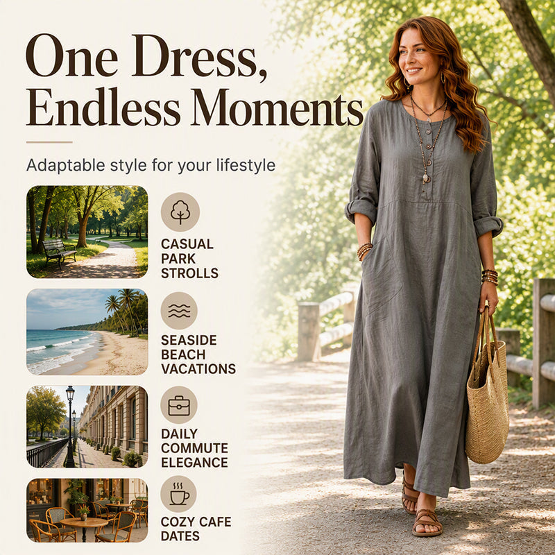 ✨ Easy Everyday Elegance | Women’s Casual Maxi Dress with Side Pockets