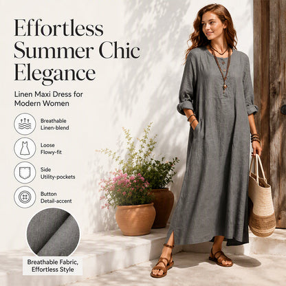 ✨ Easy Everyday Elegance | Women’s Casual Maxi Dress with Side Pockets