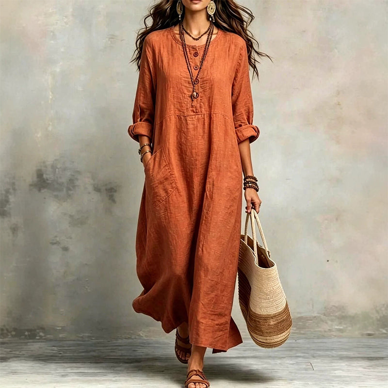 ✨ Easy Everyday Elegance | Women’s Casual Maxi Dress with Side Pockets