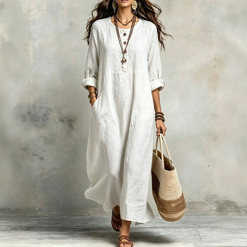 ✨ Easy Everyday Elegance | Women’s Casual Maxi Dress with Side Pockets