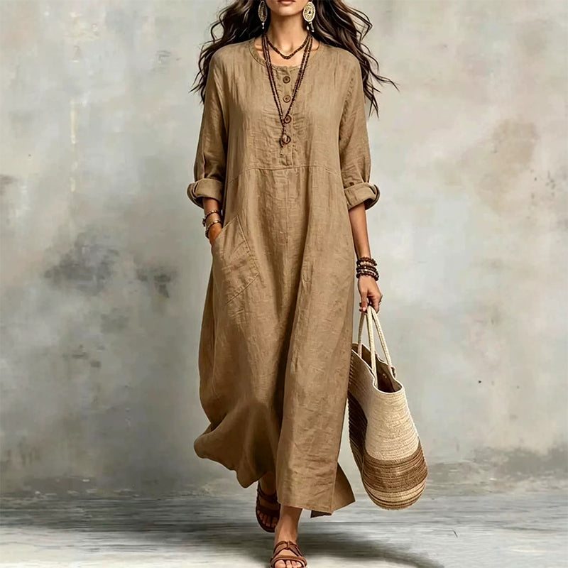 ✨ Easy Everyday Elegance | Women’s Casual Maxi Dress with Side Pockets