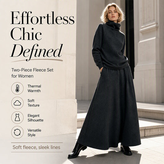 ✨ Effortless Coordination | Women’s Turtleneck Top & Maxi Skirt 2-Piece Se