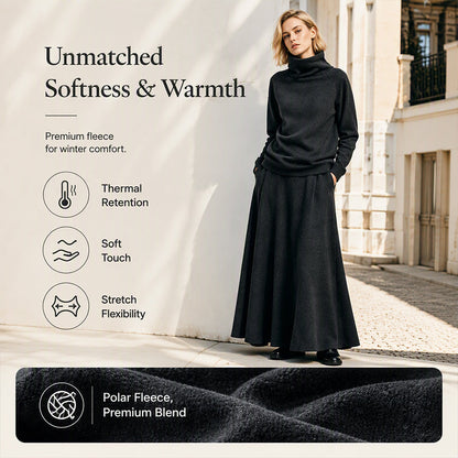 ✨ Effortless Coordination | Women’s Turtleneck Top & Maxi Skirt 2-Piece Se