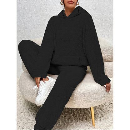 ☁️ Cozy from Head to Toe | Women’s Plush Hooded Sweatshirt & Pants 2-Piece Set