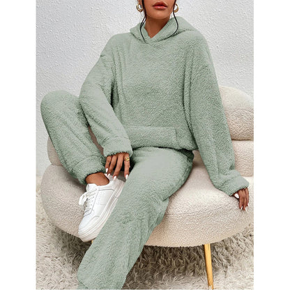 ☁️ Cozy from Head to Toe | Women’s Plush Hooded Sweatshirt & Pants 2-Piece Set