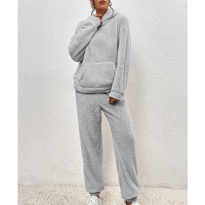 ☁️ Cozy from Head to Toe | Women’s Plush Hooded Sweatshirt & Pants 2-Piece Set