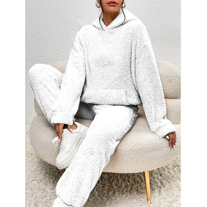 ☁️ Cozy from Head to Toe | Women’s Plush Hooded Sweatshirt & Pants 2-Piece Set