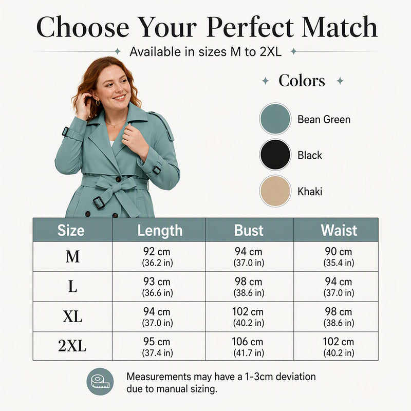 ✨ Tailored Elegance | Women’s Slim-Fit Double-Breasted Trench Coat