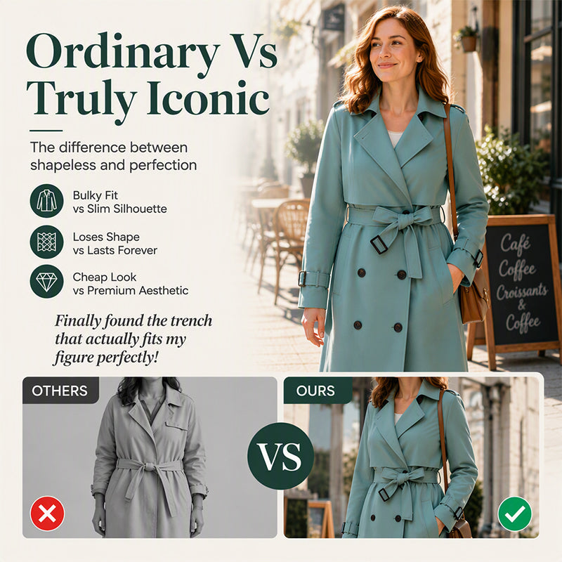 ✨ Tailored Elegance | Women’s Slim-Fit Double-Breasted Trench Coat