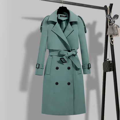 ✨ Tailored Elegance | Women’s Slim-Fit Double-Breasted Trench Coat