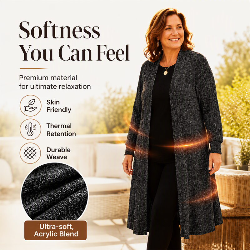 ✨ Effortless Layering | Women’s Ribbed Knit Long-Line Cardigan
