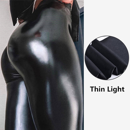 🖤 Sleek Look, Flattering Fit | Women's High-Waist PU Leather Leggings