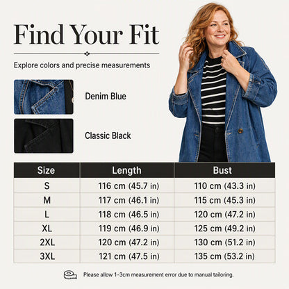 👖 Denim Meets Tailoring | Women’s Longline Double-Breasted Denim Coat