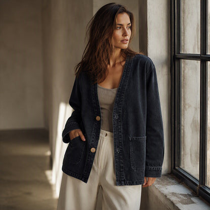 👖 Denim Made Easy | Women’s V-Neck Denim Cardigan