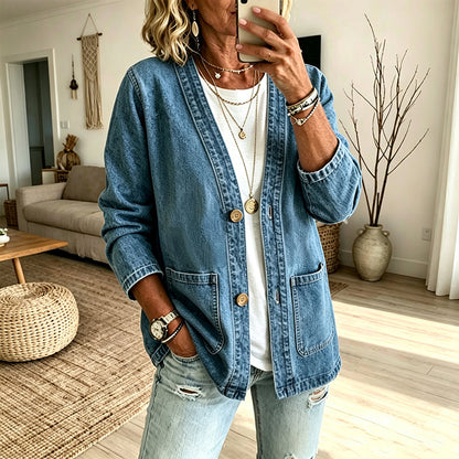 👖 Denim Made Easy | Women’s V-Neck Denim Cardigan