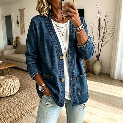 👖 Denim Made Easy | Women’s V-Neck Denim Cardigan