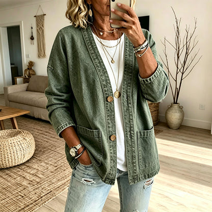 👖 Denim Made Easy | Women’s V-Neck Denim Cardigan
