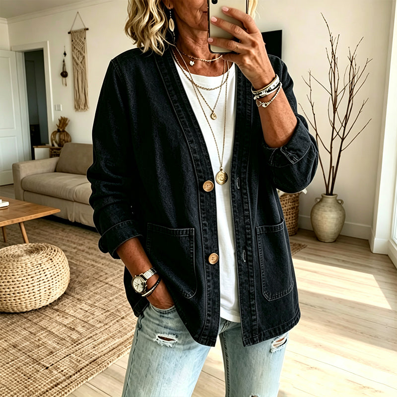 👖 Denim Made Easy | Women’s V-Neck Denim Cardigan