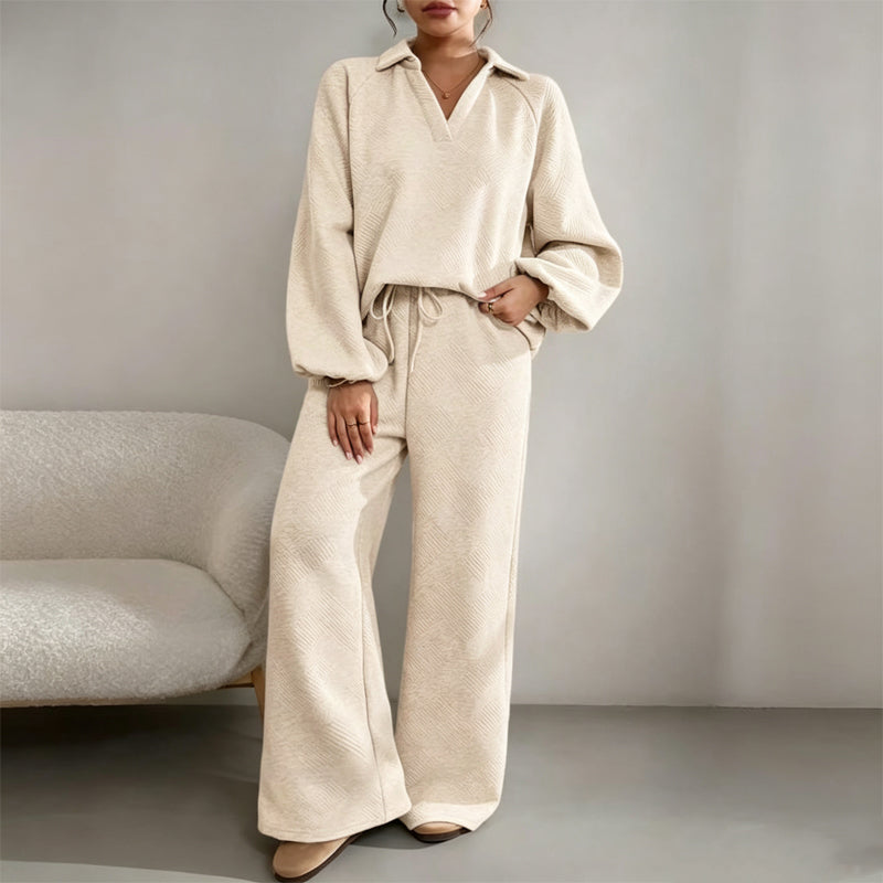 ✨ Textured Ease | Women’s Relaxed Wide-Leg 2-Piece Set