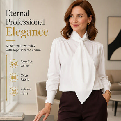✨ Refined Everyday Polish | Women’s Tie-Neck Long-Sleeve Blouse