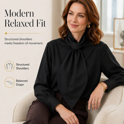 ✨ Refined Everyday Polish | Women’s Tie-Neck Long-Sleeve Blouse
