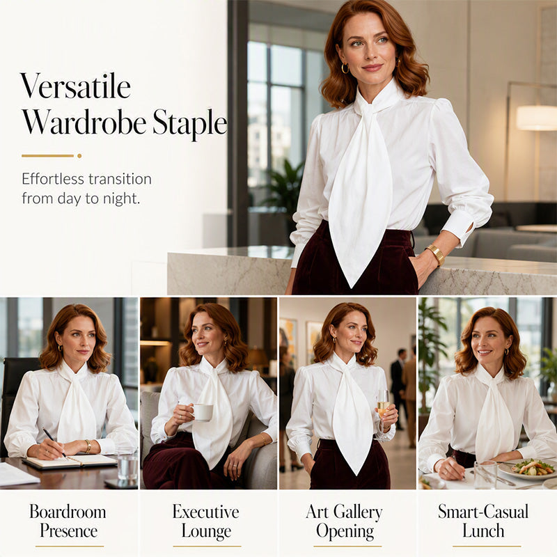 ✨ Refined Everyday Polish | Women’s Tie-Neck Long-Sleeve Blouse