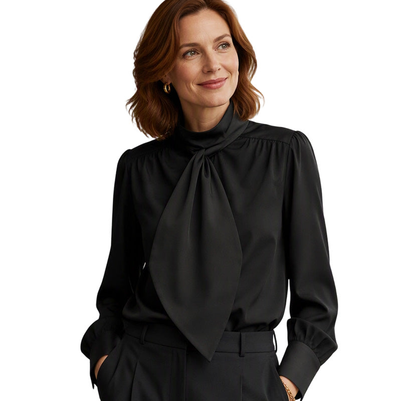 ✨ Refined Everyday Polish | Women’s Tie-Neck Long-Sleeve Blouse