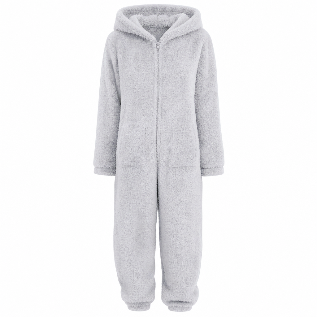 ☁️ Head-to-Toe Cozy | Women’s Sherpa Hooded Onesie with Cute Ear Detail