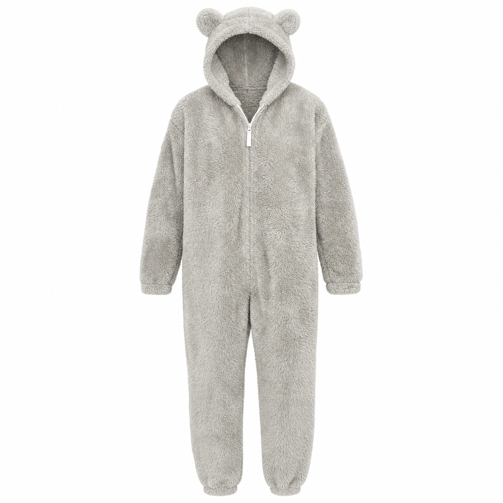 ☁️ Head-to-Toe Cozy | Women’s Sherpa Hooded Onesie with Cute Ear Detail