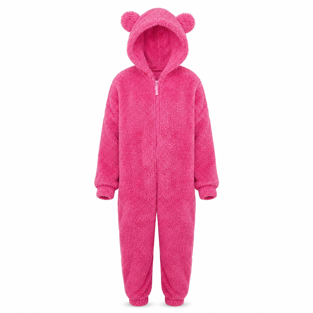 ☁️ Head-to-Toe Cozy | Women’s Sherpa Hooded Onesie with Cute Ear Detail