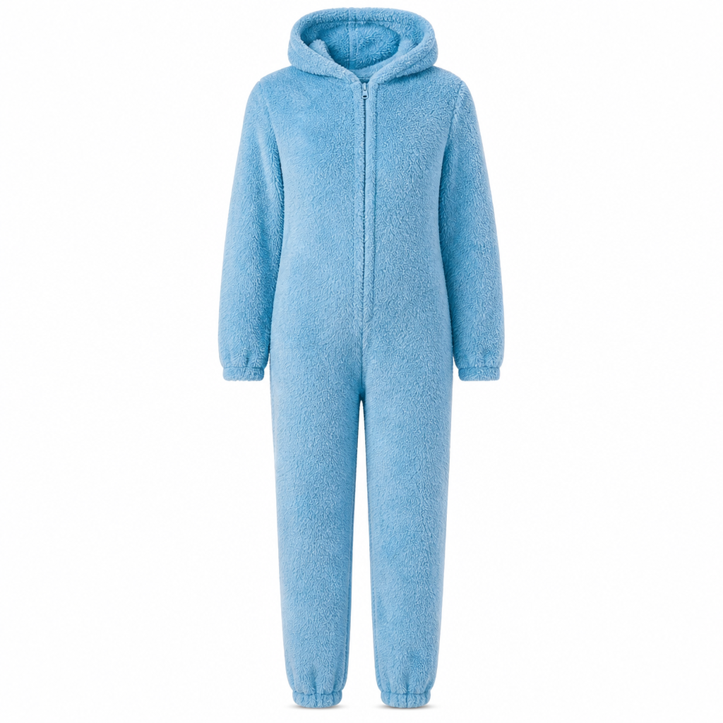 ☁️ Head-to-Toe Cozy | Women’s Sherpa Hooded Onesie with Cute Ear Detail