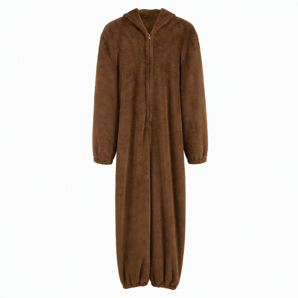 ☁️ Head-to-Toe Cozy | Women’s Sherpa Hooded Onesie with Cute Ear Detail