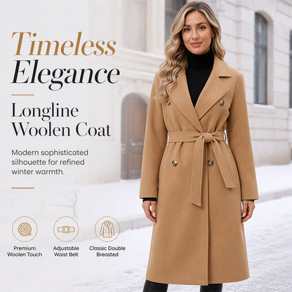 ✨ Timeless Tailoring | Women’s Double-Breasted Longline Trench Coat with Belt