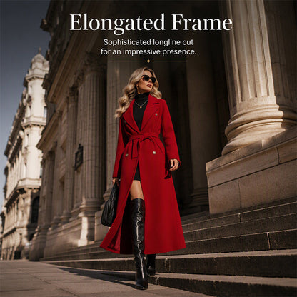 ✨ Timeless Tailoring | Women’s Double-Breasted Longline Trench Coat with Belt