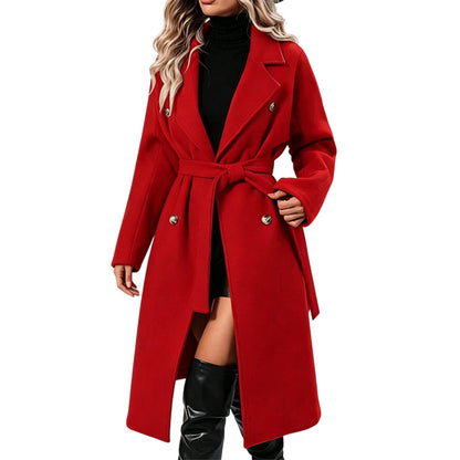 ✨ Timeless Tailoring | Women’s Double-Breasted Longline Trench Coat with Belt