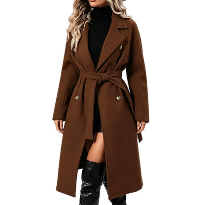 ✨ Timeless Tailoring | Women’s Double-Breasted Longline Trench Coat with Belt