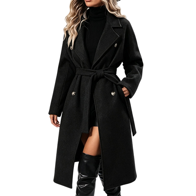 ✨ Timeless Tailoring | Women’s Double-Breasted Longline Trench Coat with Belt