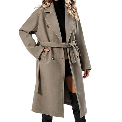 ✨ Timeless Tailoring | Women’s Double-Breasted Longline Trench Coat with Belt
