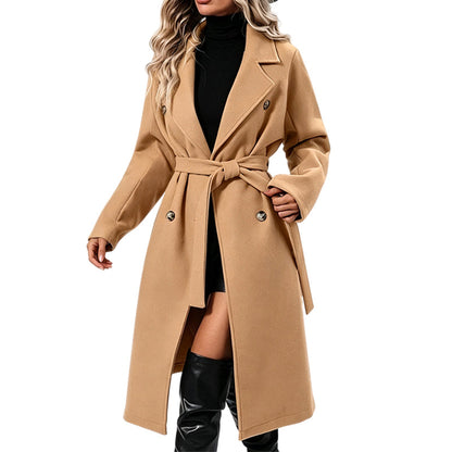 ✨ Timeless Tailoring | Women’s Double-Breasted Longline Trench Coat with Belt