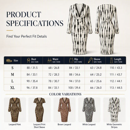 🐆 Wild Elegance | Women’s Lace V-Neck Leopard Midi Dress with Lantern Sleeves
