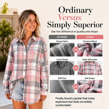 ✨ Timeless Plaid Layering | Women’s Mid-Length Plaid Shirt Jacket
