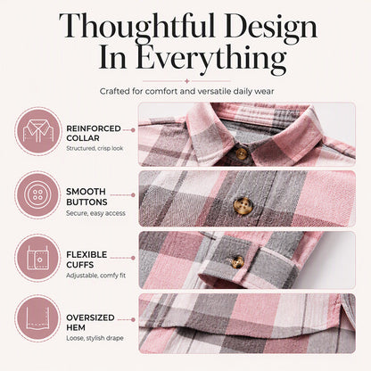 ✨ Timeless Plaid Layering | Women’s Mid-Length Plaid Shirt Jacket