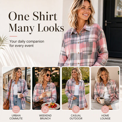 ✨ Timeless Plaid Layering | Women’s Mid-Length Plaid Shirt Jacket