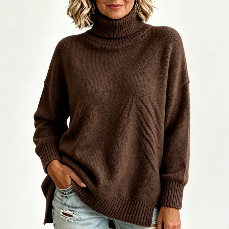 ☁️ Cozy Without the Bulk | Women’s Relaxed Ribbed Turtleneck Sweater