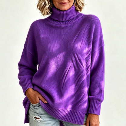 ☁️ Cozy Without the Bulk | Women’s Relaxed Ribbed Turtleneck Sweater