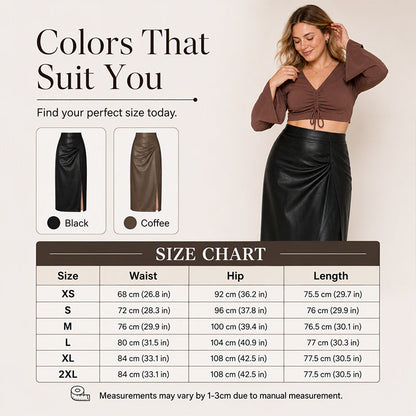 ✨ Edgy Elegance | Women’s Asymmetrical Side-Slit PU Skirt